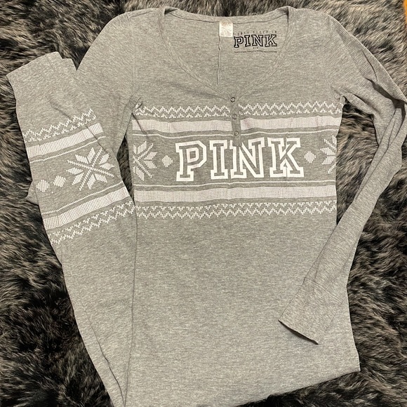 PINK Victoria's Secret Onesie Romper thermal Gray - Picture 5 of 5